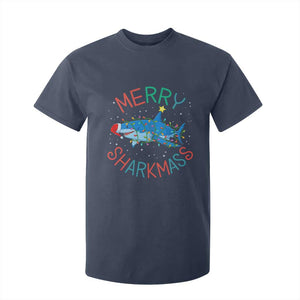 Christmas Shark T Shirt For Kid Funny Merry Sharkmas Xmas Gift TS12 Navy Print Your Wear