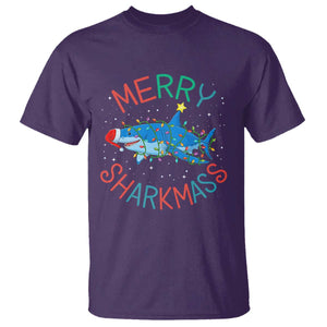 Christmas Shark T Shirt Funny Merry Sharkmas Xmas Gift TS12 Purple Print Your Wear