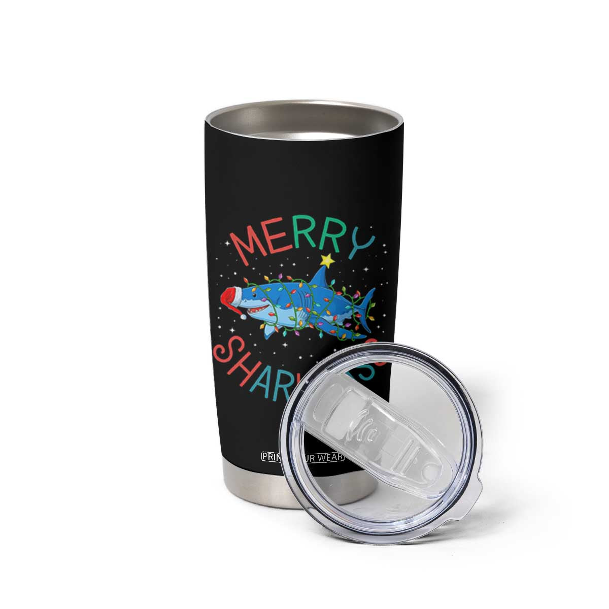 Christmas Shark Tumbler Cup Funny Merry Sharkmas Xmas Gift TS12 Print Your Wear