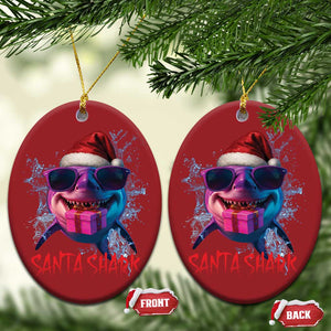 Funny Christmas Santa Shark Xmas Gift Christmas Ornament TS12 Oval Red Print Your Wear