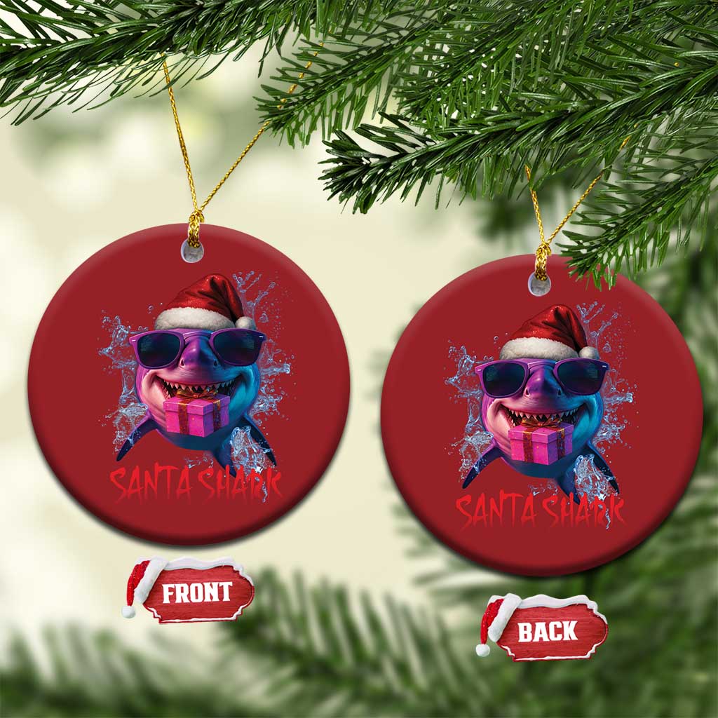 Funny Christmas Santa Shark Xmas Gift Christmas Ornament TS12 Circle Red Print Your Wear