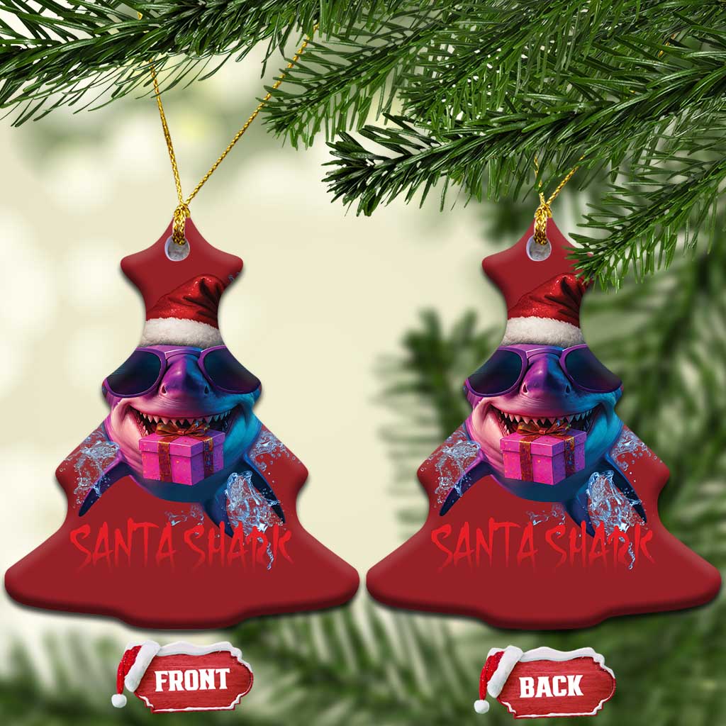 Funny Christmas Santa Shark Xmas Gift Christmas Ornament TS12 Christmas Tree Red Print Your Wear