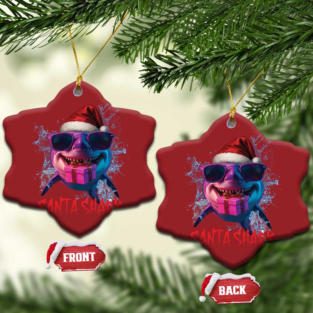 Funny Christmas Santa Shark Xmas Gift Christmas Ornament TS12 Snow Flake Red Print Your Wear