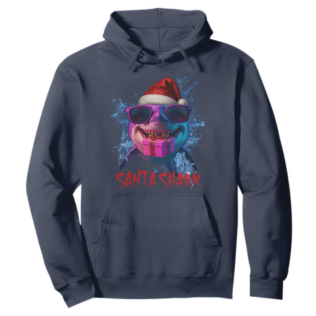 Funny Christmas Santa Shark Xmas Gift Hoodie TS12 Navy Print Your Wear