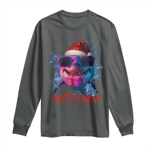 Funny Christmas Santa Shark Xmas Gift Long Sleeve Shirt TS12 Dark Heather Print Your Wear