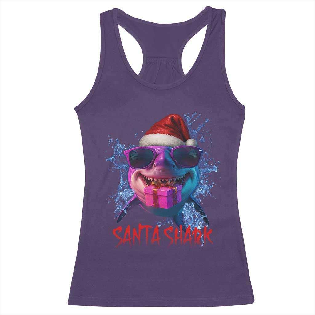 Funny Christmas Santa Shark Xmas Gift Racerback Tank Top TS12 Purple Print Your Wear