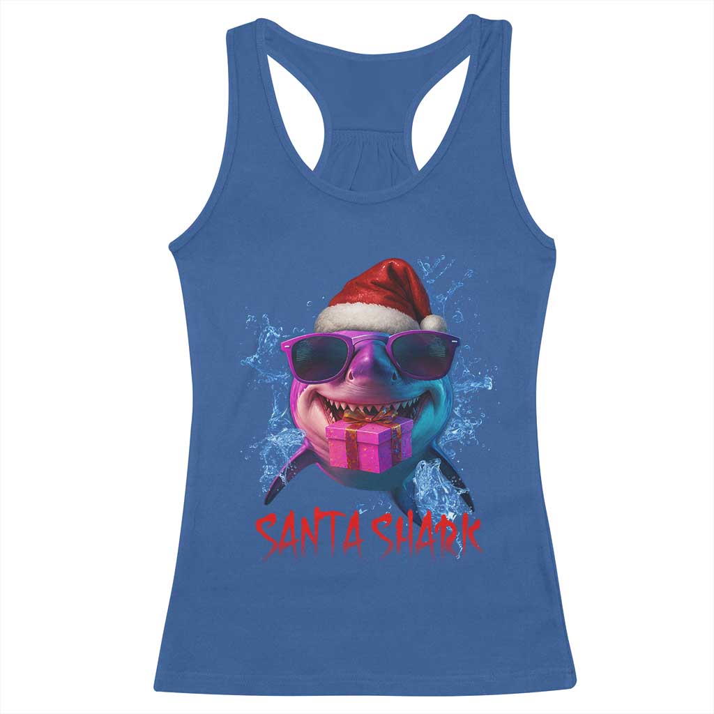 Funny Christmas Santa Shark Xmas Gift Racerback Tank Top TS12 Royal Blue Print Your Wear