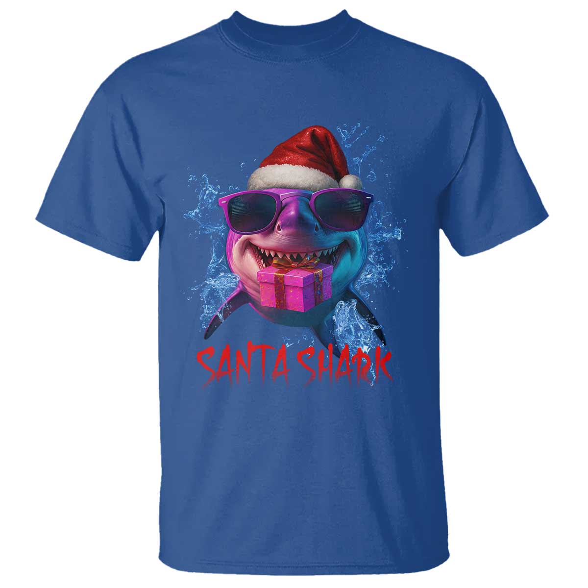 Funny Christmas Santa Shark Xmas Gift T Shirt TS12 Royal Blue Print Your Wear
