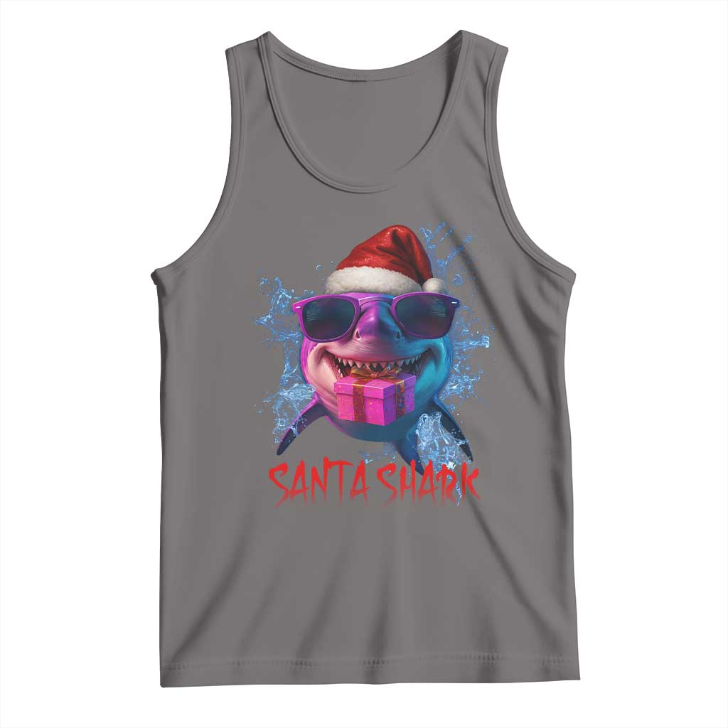 Funny Christmas Santa Shark Xmas Gift Tank Top TS12 Deep Heather Print Your Wear