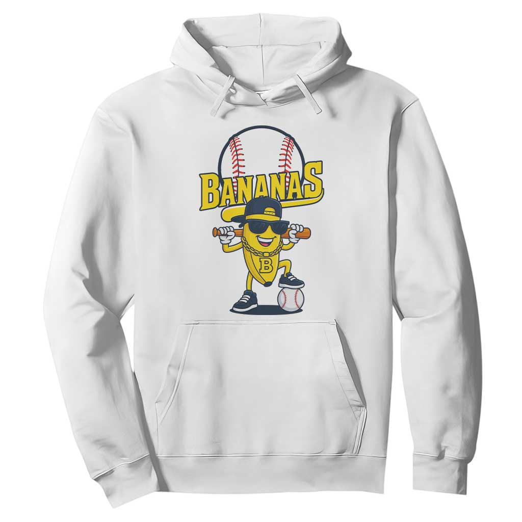 Cool Banana Playing Baseball Hoodie Funny Fruit Sports Gift TS12 White Print Your Wear