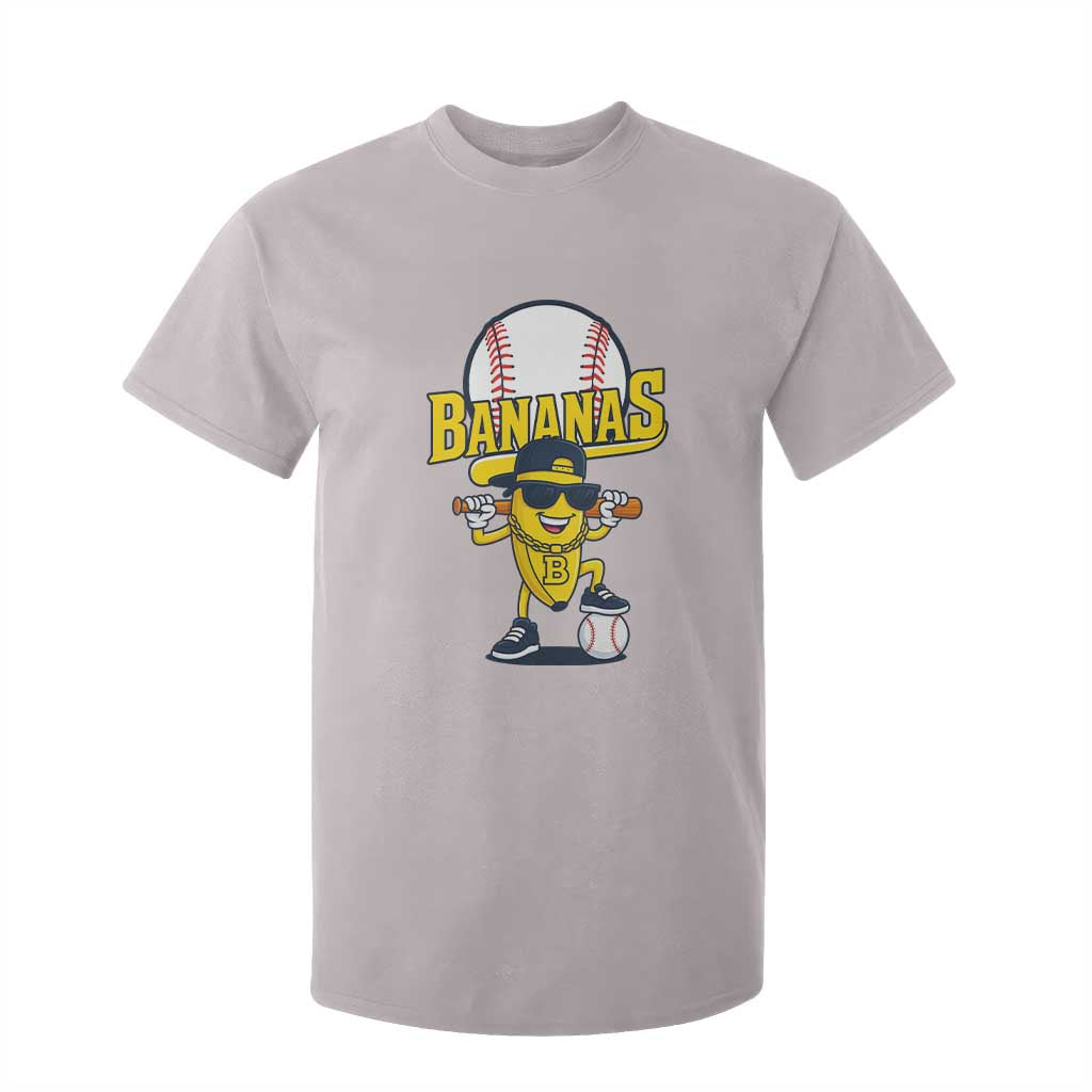 Cool Banana Playing Baseball T Shirt For Kid Funny Fruit Sports Gift TS12 Ice Gray Print Your Wear