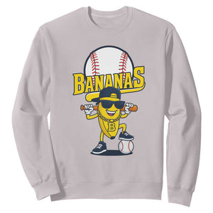 Cool Banana Playing Baseball Sweatshirt Funny Fruit Sports Gift TS12 Ice Gray Print Your Wear