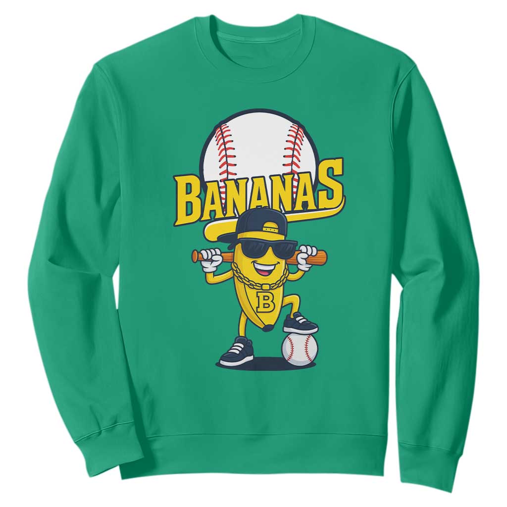 Cool Banana Playing Baseball Sweatshirt Funny Fruit Sports Gift TS12 Irish Green Print Your Wear