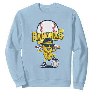 Cool Banana Playing Baseball Sweatshirt Funny Fruit Sports Gift TS12 Light Blue Print Your Wear