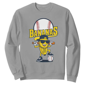 Cool Banana Playing Baseball Sweatshirt Funny Fruit Sports Gift TS12 Sport Gray Print Your Wear