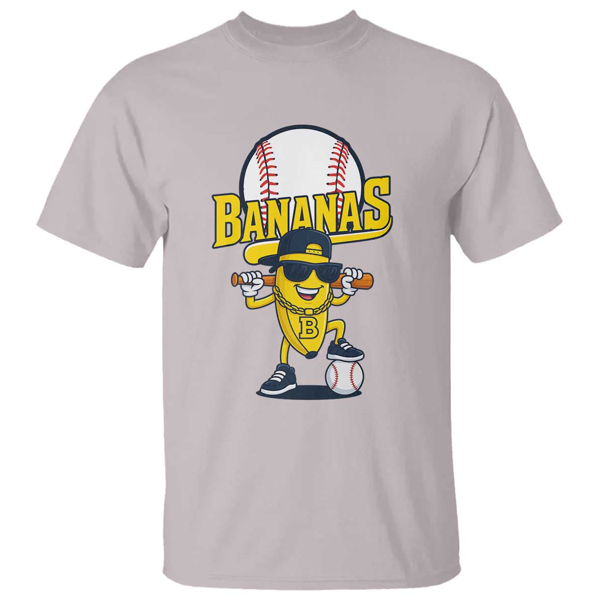 Cool Banana Playing Baseball T Shirt Funny Fruit Sports Gift TS12 Ice Gray Print Your Wear