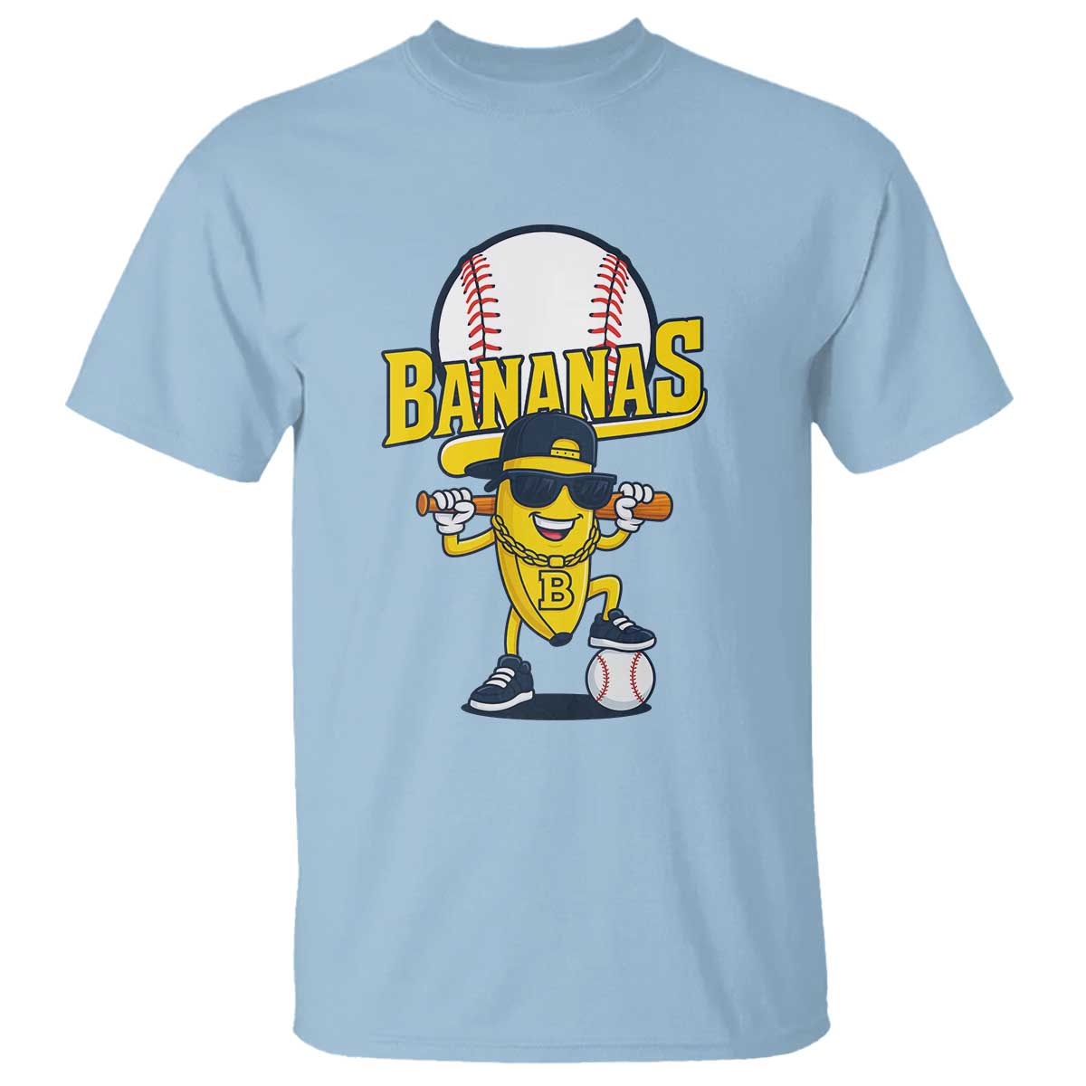 Cool Banana Playing Baseball T Shirt Funny Fruit Sports Gift TS12 Light Blue Print Your Wear
