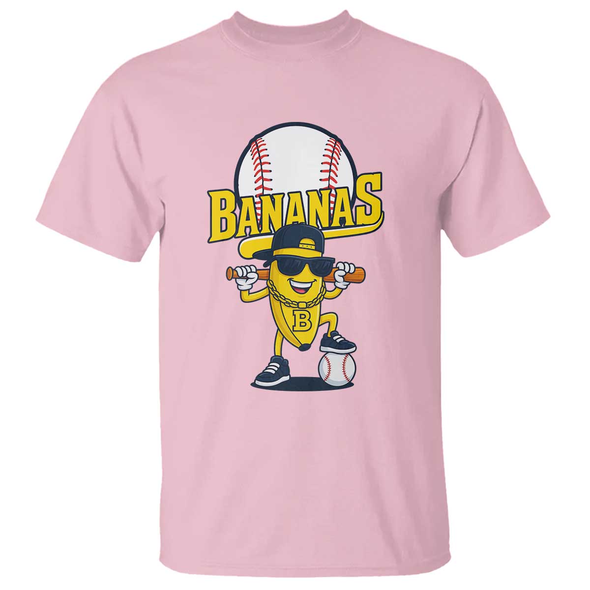 Cool Banana Playing Baseball T Shirt Funny Fruit Sports Gift TS12 Light Pink Print Your Wear