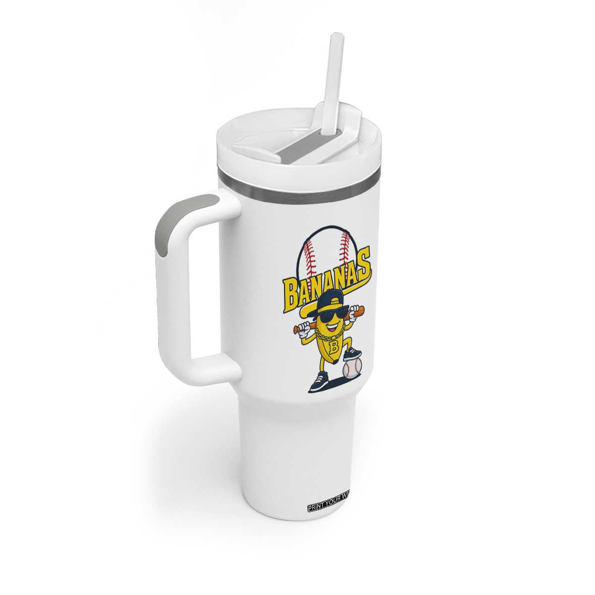 Cool Banana Playing Baseball Tumbler With Handle Funny Fruit Sports Gift TS12 Print Your Wear
