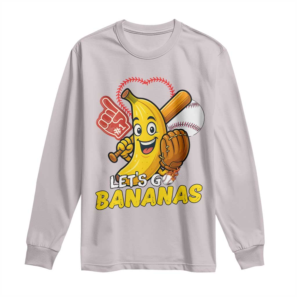 Funny Baseball Long Sleeve Shirt Lets Go Bananas Fruit Sports Lover Gift TS12 Ice Gray Print Your Wear
