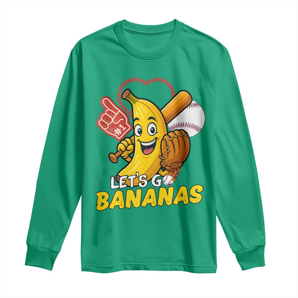 Funny Baseball Long Sleeve Shirt Lets Go Bananas Fruit Sports Lover Gift TS12 Irish Green Print Your Wear
