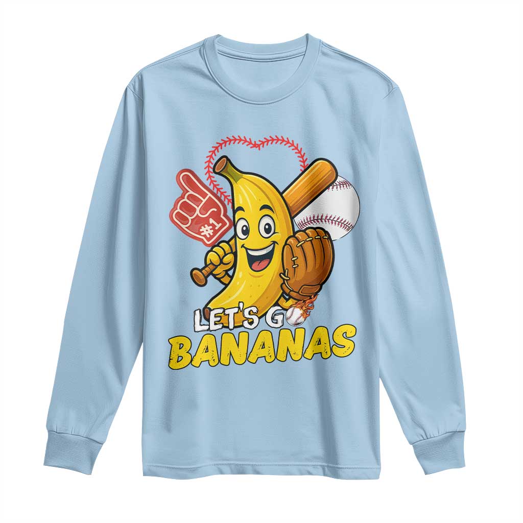 Funny Baseball Long Sleeve Shirt Lets Go Bananas Fruit Sports Lover Gift TS12 Light Blue Print Your Wear