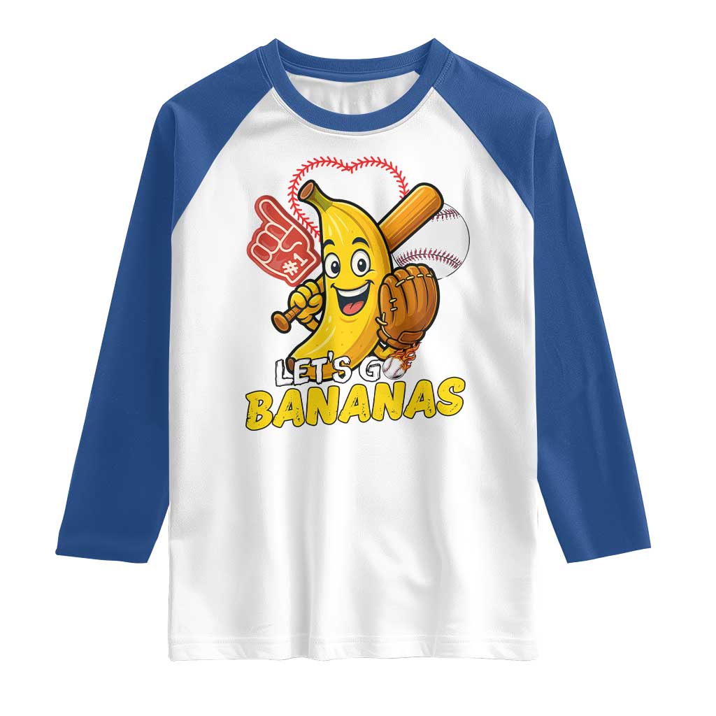 Funny Baseball Raglan Shirt Lets Go Bananas Fruit Sports Lover Gift TS12 White Royal Print Your Wear
