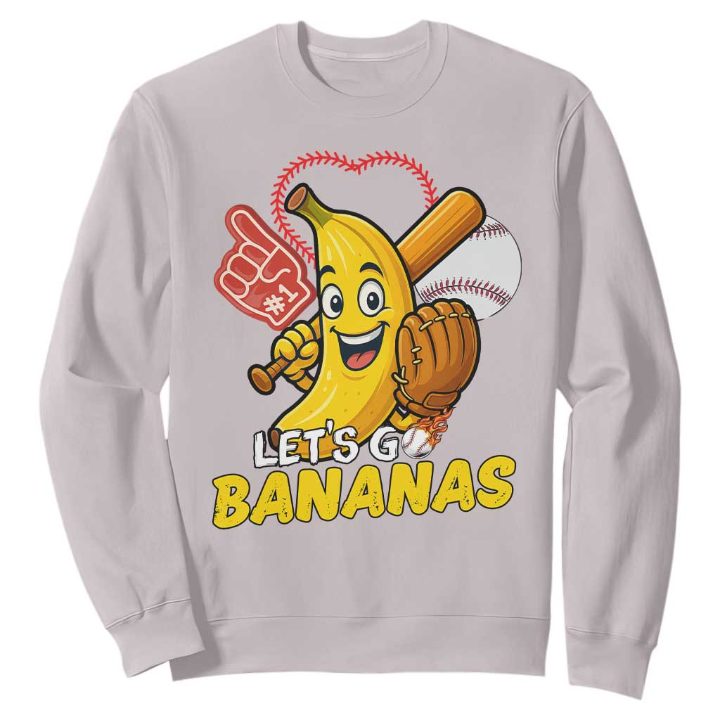 Funny Baseball Sweatshirt Lets Go Bananas Fruit Sports Lover Gift TS12 Ice Gray Print Your Wear