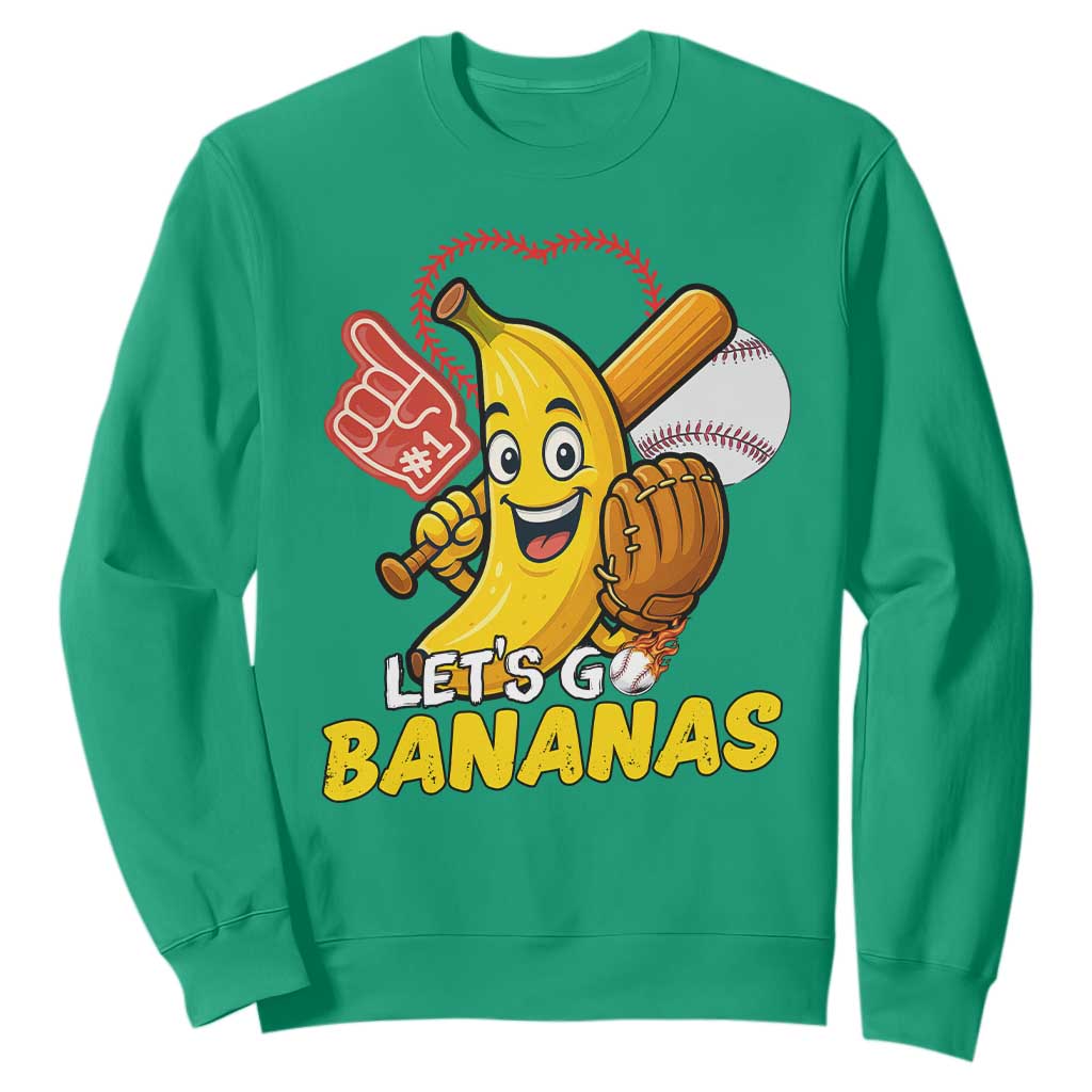 Funny Baseball Sweatshirt Lets Go Bananas Fruit Sports Lover Gift TS12 Irish Green Print Your Wear