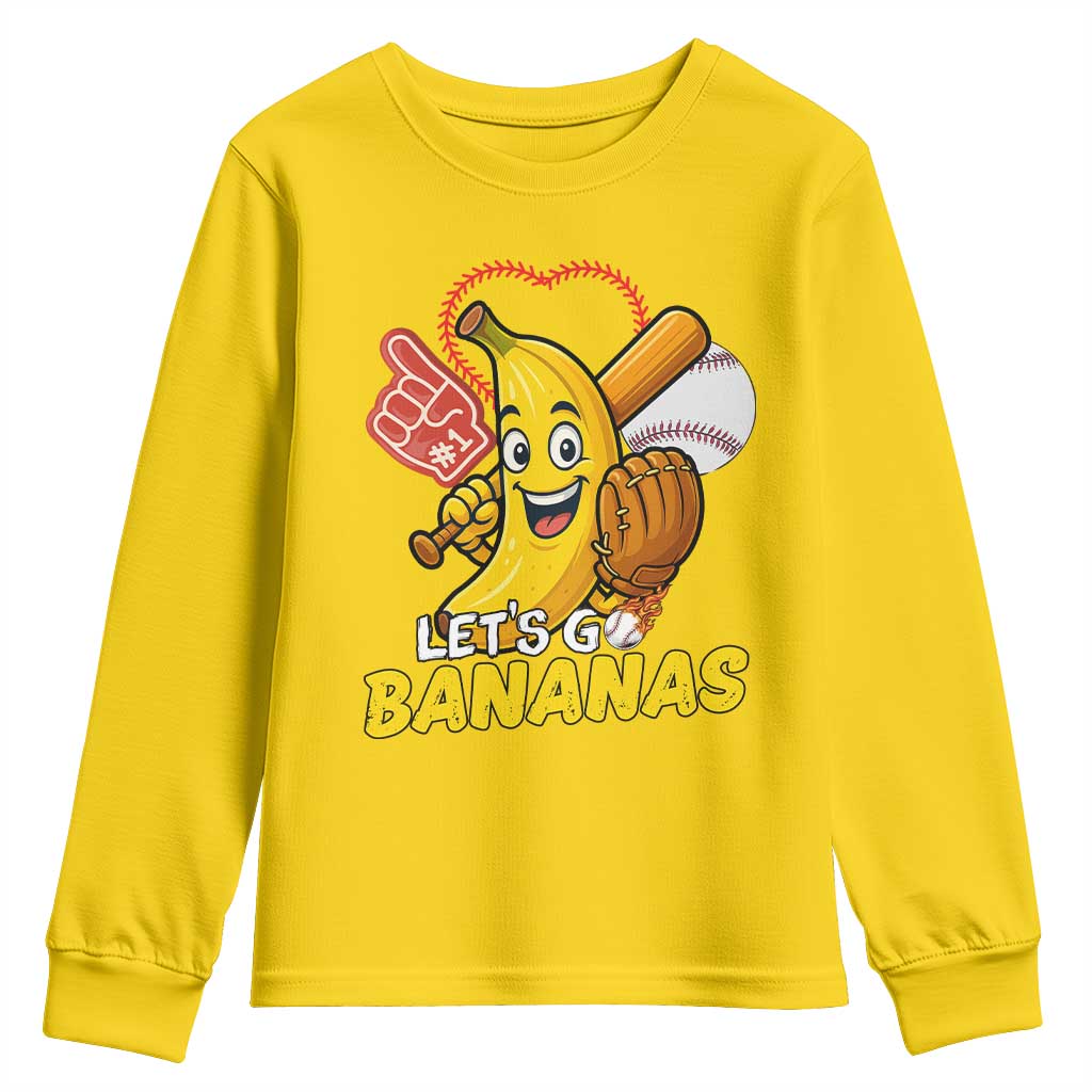 Funny Baseball Youth Sweatshirt Lets Go Bananas Fruit Sports Lover Gift TS12 Daisy Print Your Wear