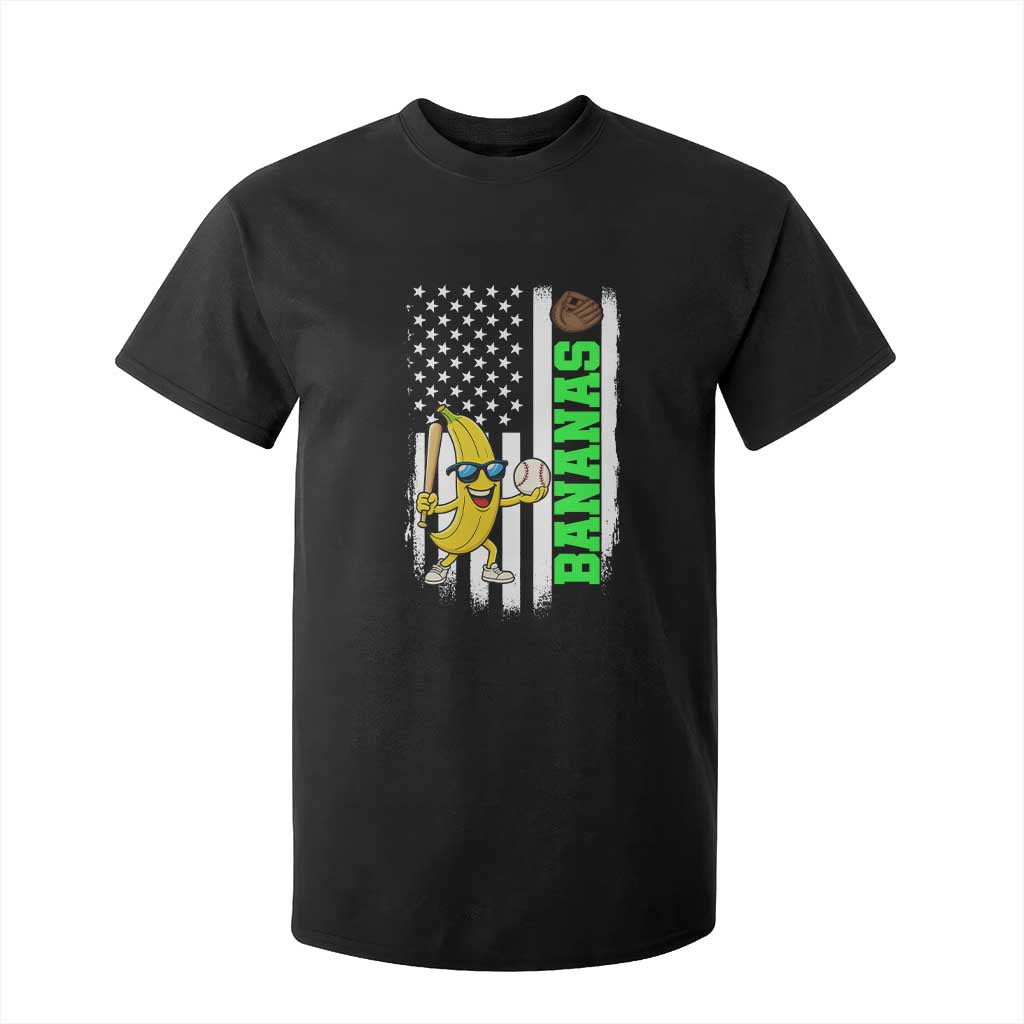 Banana Playing Baseball Lover T Shirt For Kid Retro American Flag TS12 Black Print Your Wear