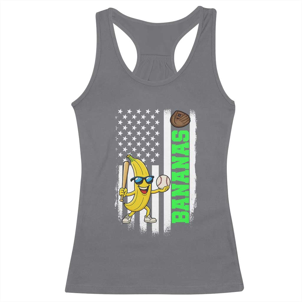 Banana Playing Baseball Lover Racerback Tank Top Retro American Flag TS12 Charcoal Print Your Wear