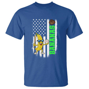 Banana Playing Baseball Lover T Shirt Retro American Flag TS12 Royal Blue Print Your Wear