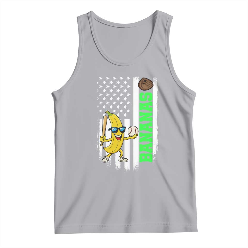Banana Playing Baseball Lover Tank Top Retro American Flag TS12 Athletic Heather Print Your Wear