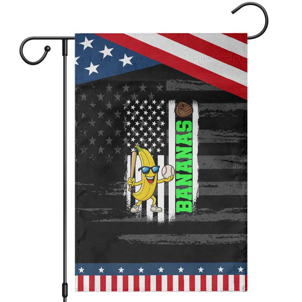 Banana Playing Baseball Lover Garden Flag Retro American Flag TS12 Distressed Black Blue Print Your Wear