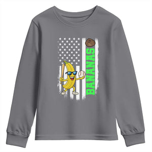 Banana Playing Baseball Lover Youth Sweatshirt Retro American Flag TS12 Charcoal Print Your Wear