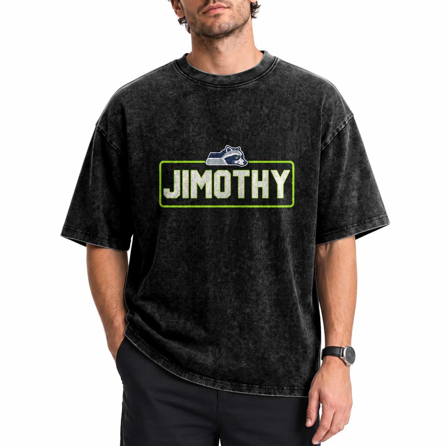 Funny Seattle Jimothy The Raccoon Washed Cotton T-Shirt Football Parody Viral Trash Panda Feral Meme