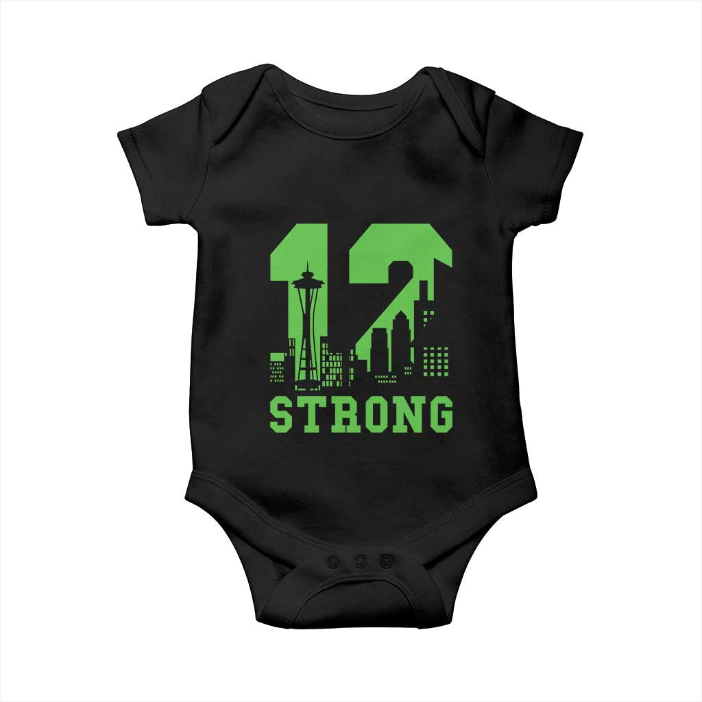Space Needle Emerald City Skyline Number 12 Typography Baby Onesie Pacific Northwest Fan Pride TS12 Black Print Your Wear