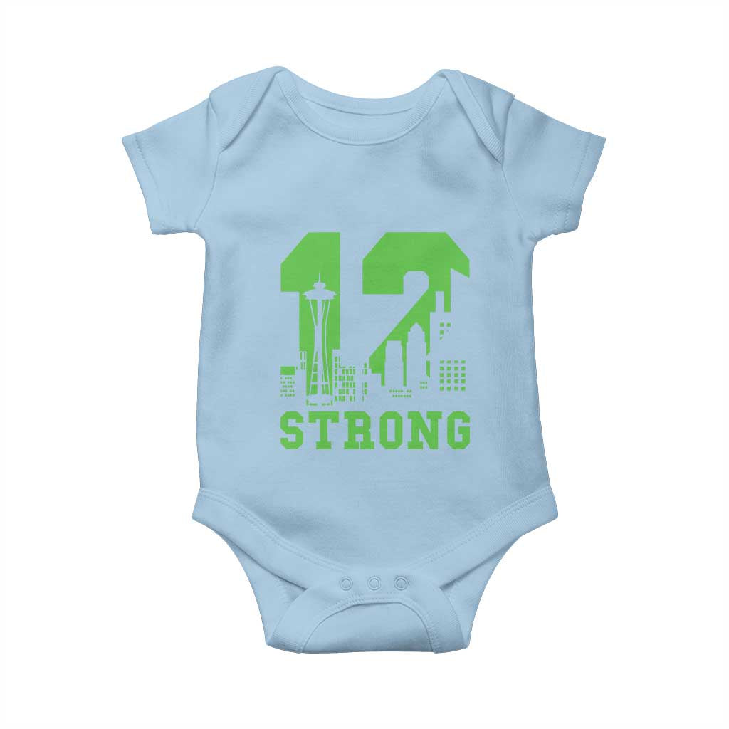 Space Needle Emerald City Skyline Number 12 Typography Baby Onesie Pacific Northwest Fan Pride TS12 Light Blue Print Your Wear