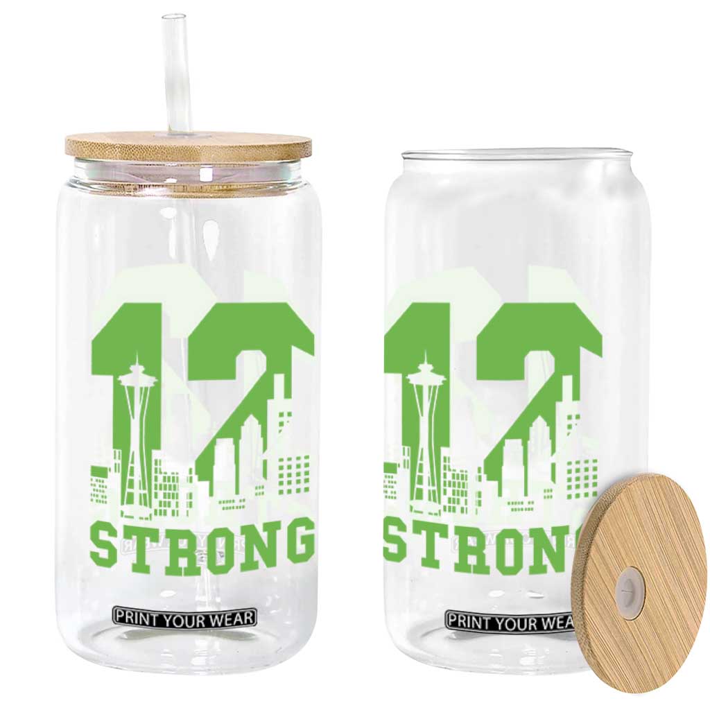 Space Needle Emerald City Skyline Number 12 Typography Glass Can Pacific Northwest Fan Pride TS12 Print Your Wear