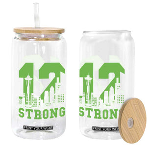 Space Needle Emerald City Skyline Number 12 Typography Glass Can Pacific Northwest Fan Pride TS12 Print Your Wear