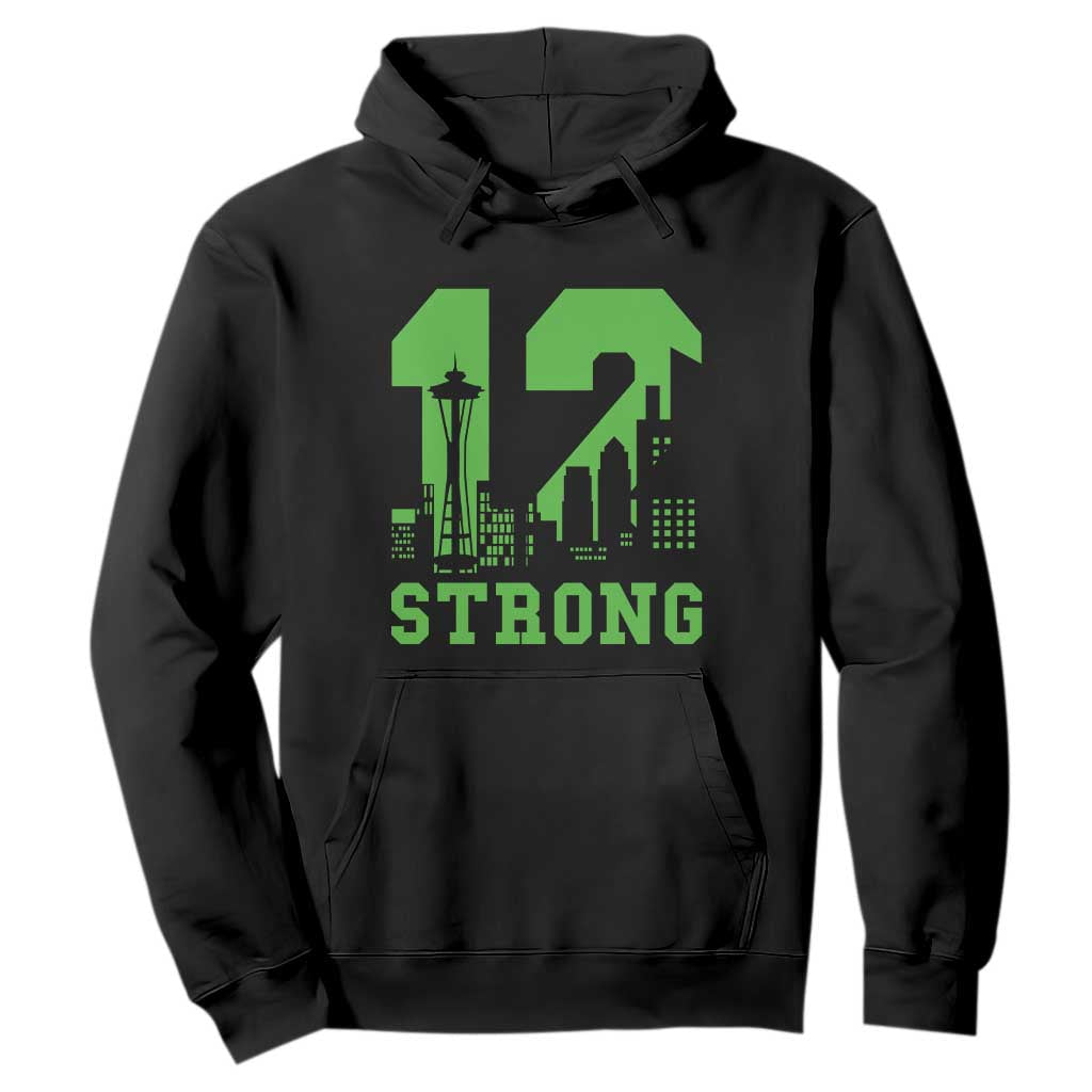 Space Needle Emerald City Skyline Number 12 Typography Hoodie Pacific Northwest Fan Pride TS12 Black Print Your Wear