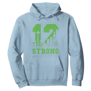 Space Needle Emerald City Skyline Number 12 Typography Hoodie Pacific Northwest Fan Pride TS12 Light Blue Print Your Wear