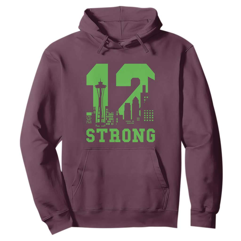 Space Needle Emerald City Skyline Number 12 Typography Hoodie Pacific Northwest Fan Pride TS12 Maroon Print Your Wear