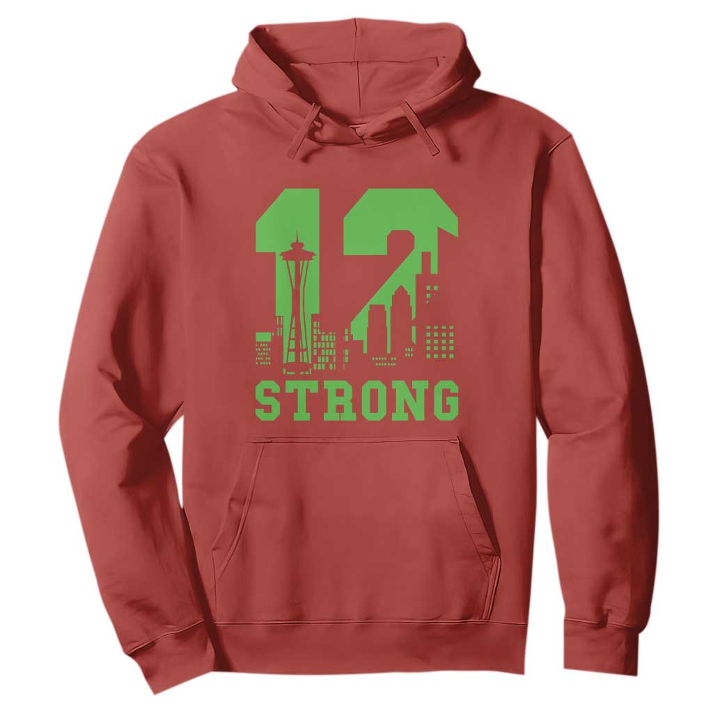 Space Needle Emerald City Skyline Number 12 Typography Hoodie Pacific Northwest Fan Pride TS12 Red Print Your Wear