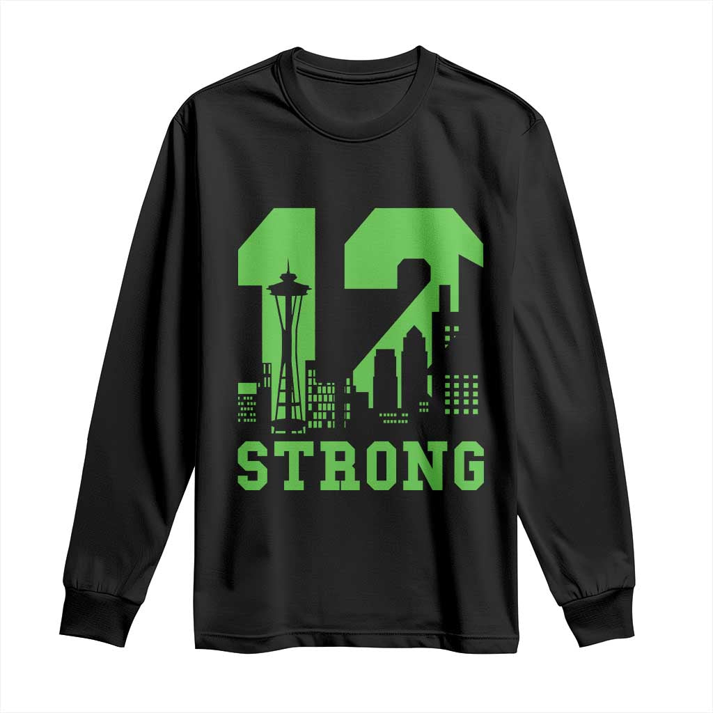 Space Needle Emerald City Skyline Number 12 Typography Long Sleeve Shirt Pacific Northwest Fan Pride TS12 Black Print Your Wear