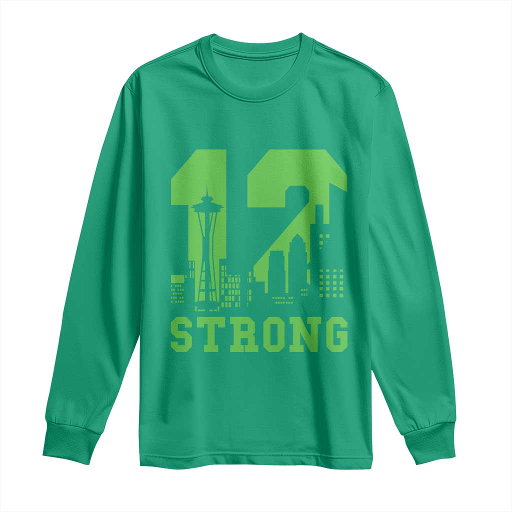 Space Needle Emerald City Skyline Number 12 Typography Long Sleeve Shirt Pacific Northwest Fan Pride TS12 Irish Green Print Your Wear