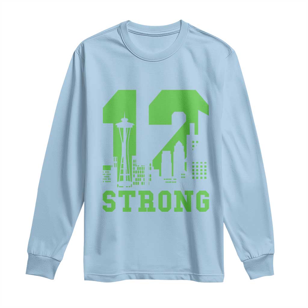 Space Needle Emerald City Skyline Number 12 Typography Long Sleeve Shirt Pacific Northwest Fan Pride TS12 Light Blue Print Your Wear