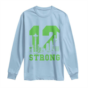 Space Needle Emerald City Skyline Number 12 Typography Long Sleeve Shirt Pacific Northwest Fan Pride TS12 Light Blue Print Your Wear