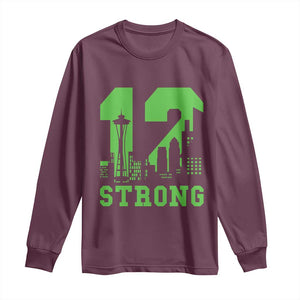 Space Needle Emerald City Skyline Number 12 Typography Long Sleeve Shirt Pacific Northwest Fan Pride TS12 Maroon Print Your Wear
